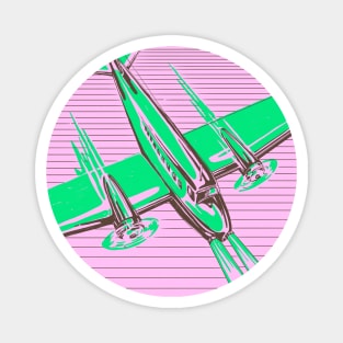 Retro Airplane Pink and Green Magnet